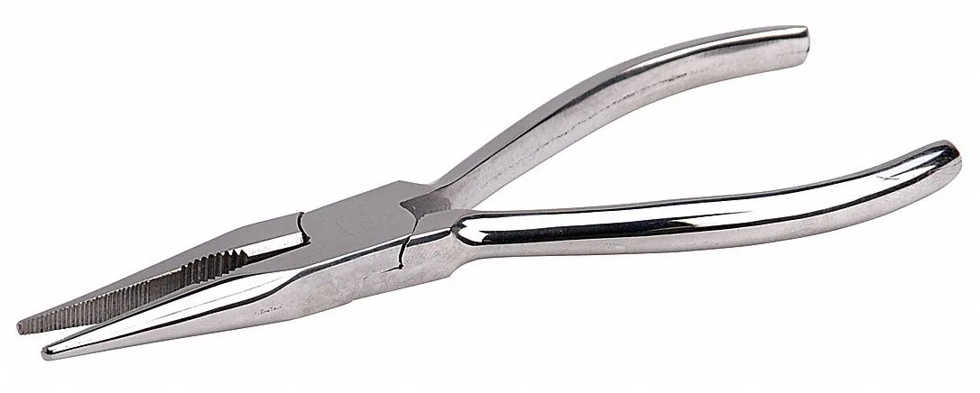 Aven Tools 10360 stainless steel needle nose pliers, 6 inch serrated jaws, plain handles
