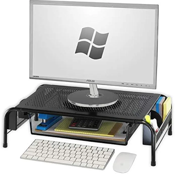 TAURKENAM TAURKENAM Metal Monitor Stand Riser with Organizer Drawer office equipment — product photo