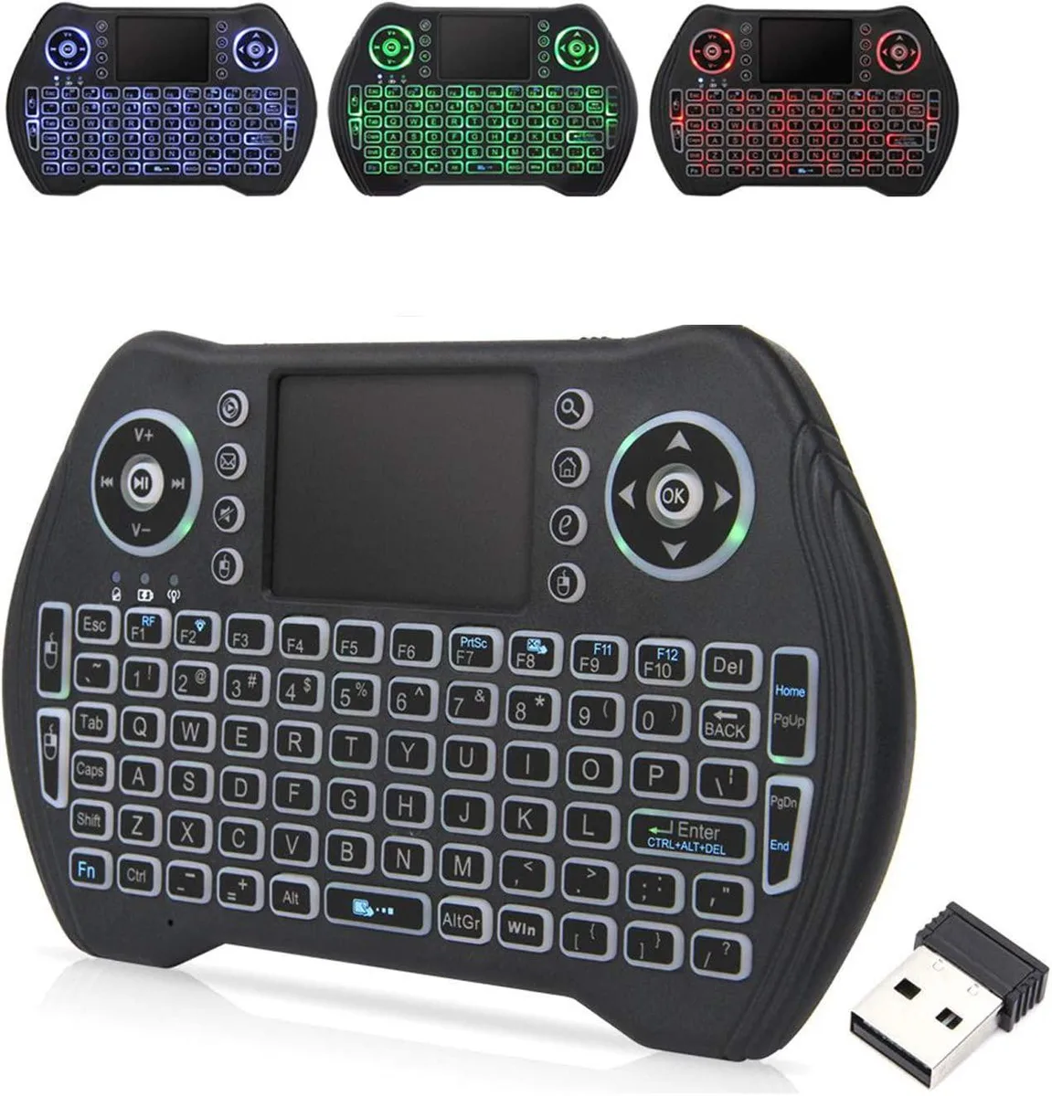 Mickey Technology Mickey Technology Backlit Mini Wireless Keyboard Touchpad Combo 2.4G 92 Keys 360 Flip 10m — product photo