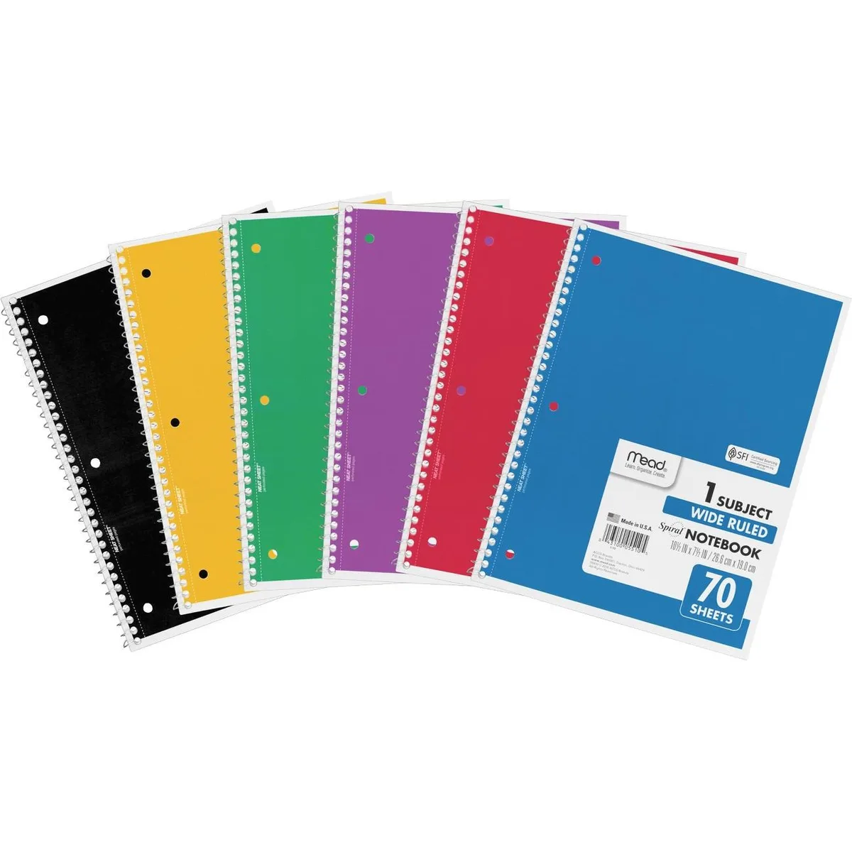Mead Mead 05510BD Spiral Notebook 6 Pack 70 Sheets — product photo