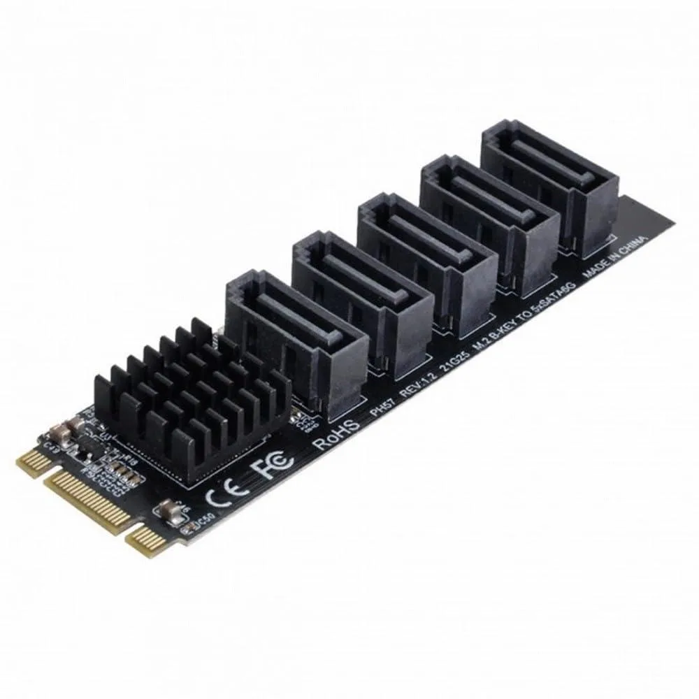 Vszerda Vszerda NGFF Key B+M to SATA 3.0 5-Port Adapter JMB575 2280 — product photo