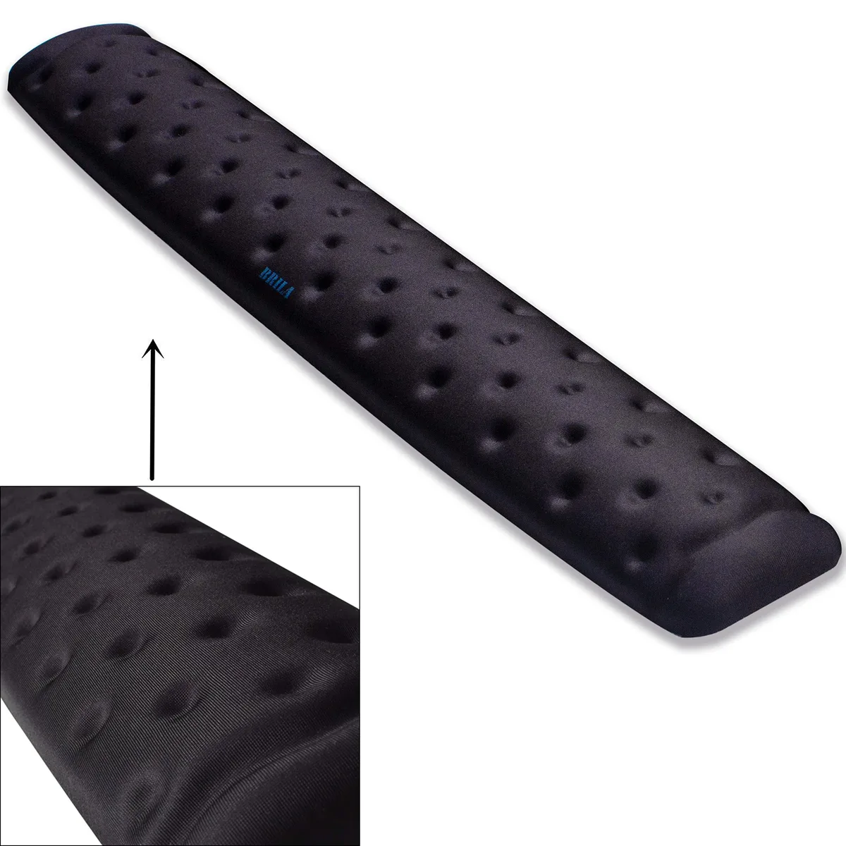  BRILA 8541651379 Keyboard Wrist Rest Memory Foam Gel Massaging Holes Black 17.3 in — product photo