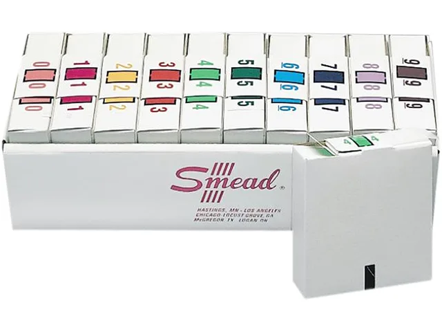 Smead Smead 67380 Single Digit End Tab Labels 0-9 Assortment 500/Roll 5000/Box — product photo