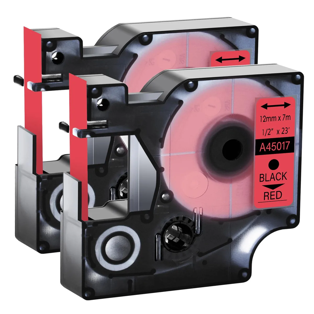 GREENCYCLE GREENCYCLE D1 Label Tape Black on Red 12mm 23ft 2 Pack — product photo
