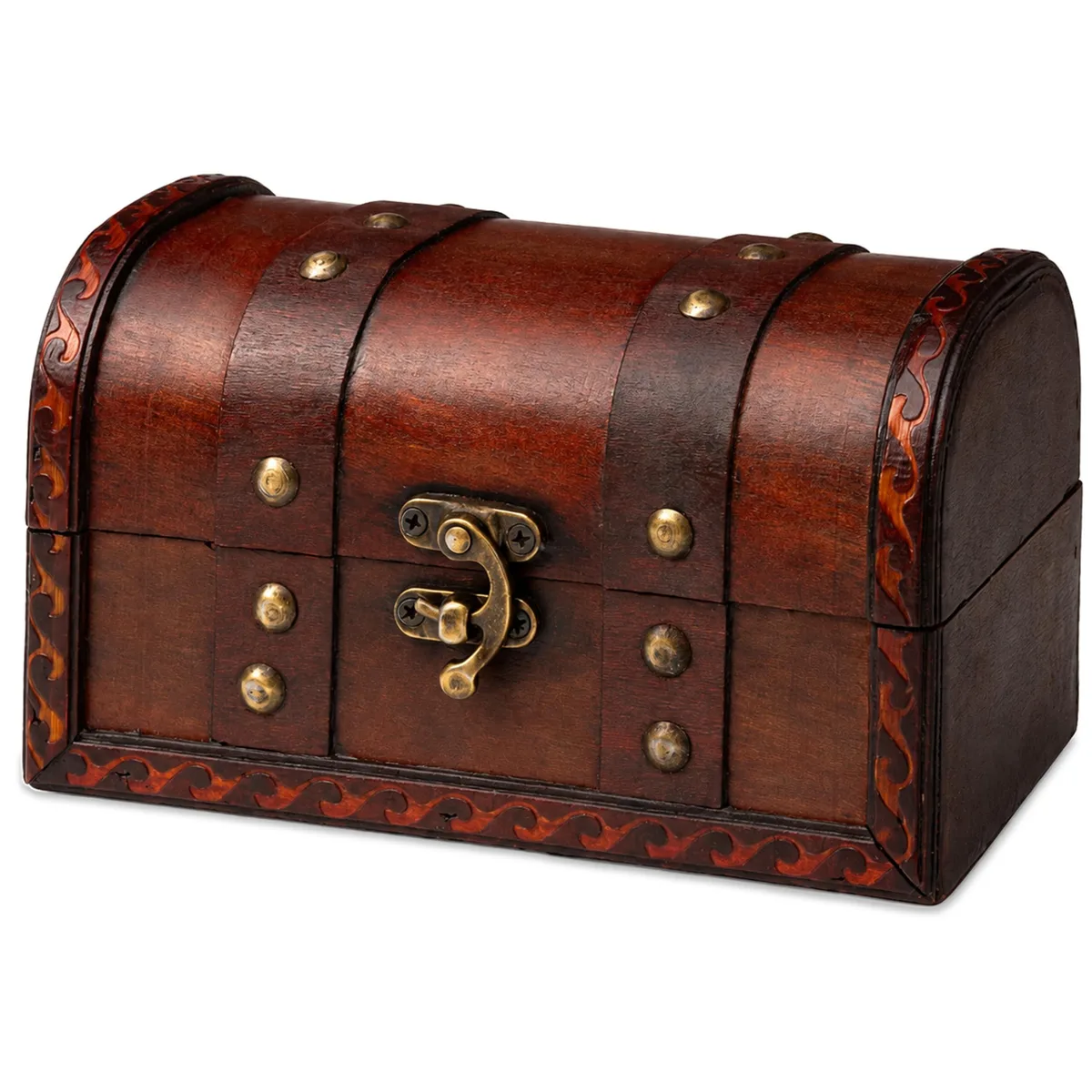  Mini Wooden Treasure Chest Toy Storage 6.7 x 3.9 x 3.9 Inch — product photo