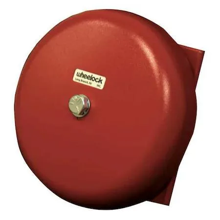 Red metal wall-mount bell, ten inches square, two point seven five inches deep
