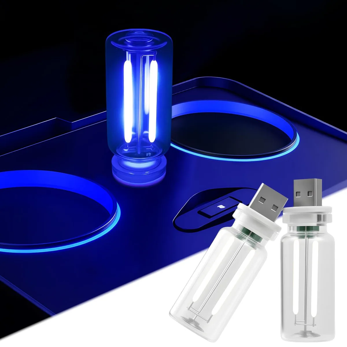  2 PCS Car USB Night Light Bulb Blue Automotive Specialty Lighting — product photo