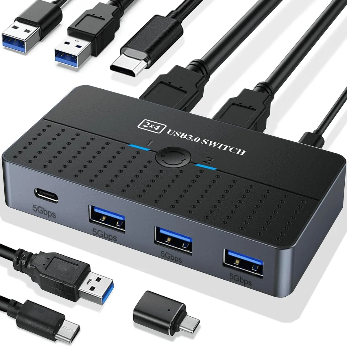 IHDAPP IHDAPP USB 3.0 Switch 2 Computers 4 Ports 2 in 4 Out KVM Switch — product photo