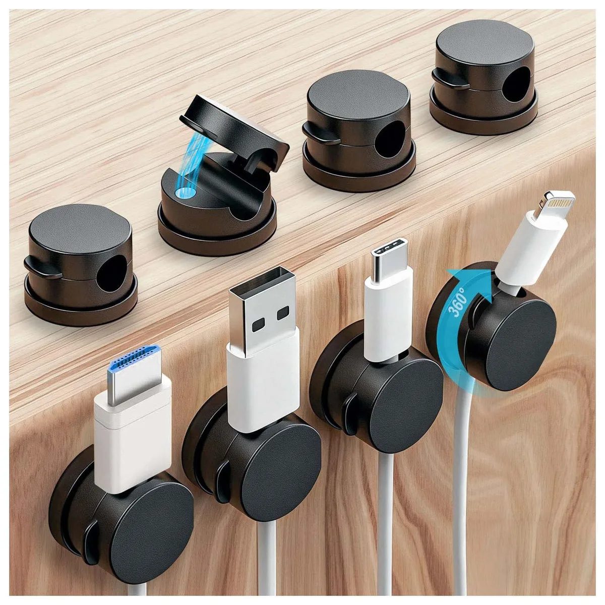 No Sew No Sew MCC-RO-8 8-Pack Magnetic Cord Clips 360° Rotatable .81 in Black — product photo