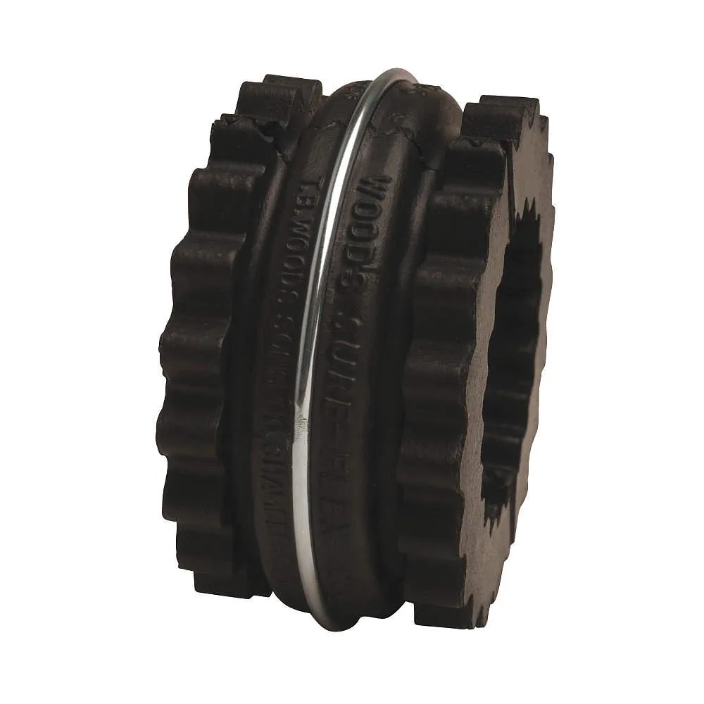 Black rubber coupling insert with metal retaining ring, two-piece design