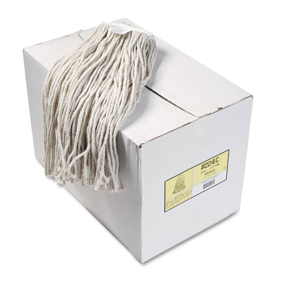 Boardwalk Boardwalk 224C Cut-End Wet Mop Heads Cotton 24oz White 12/Carton Cleaning — product photo