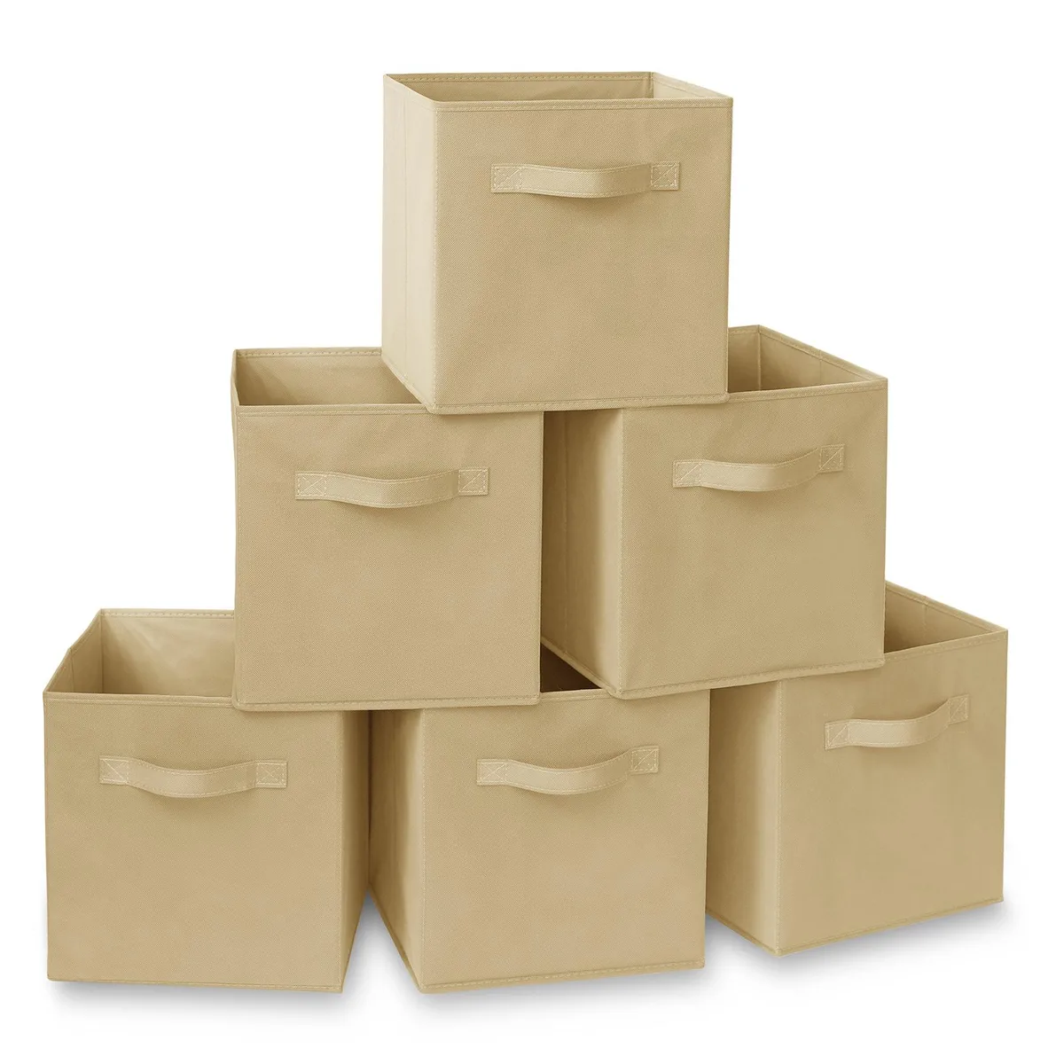 Casafield Casafield Set of 6 Collapsible Fabric Storage Bins, Sandy Beige, 10.5" x 10.5" x 11 — product photo