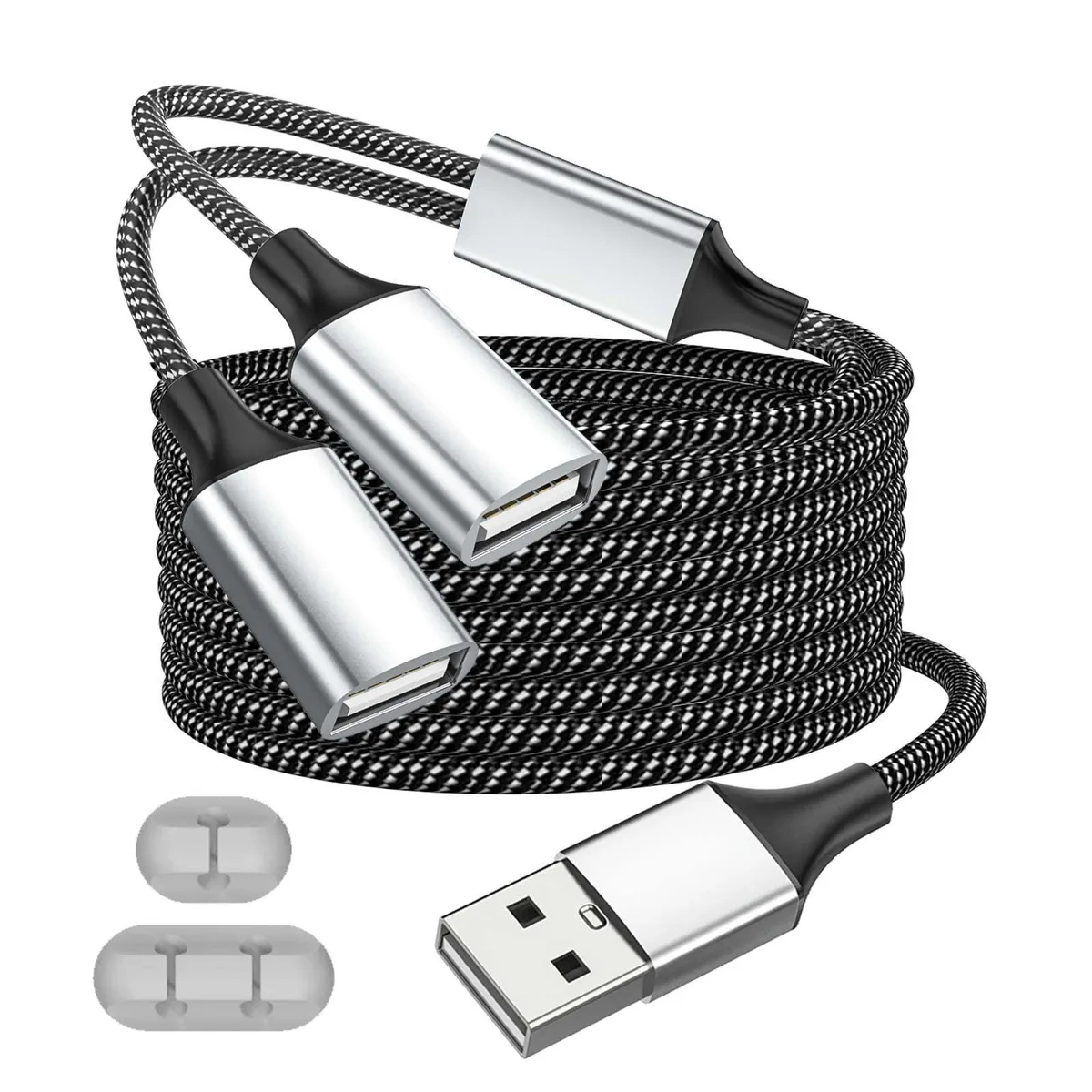  Fidioto USB 2.0 Y Splitter Cable Male to 2 Female 6.6Ft 480Mbps — product photo