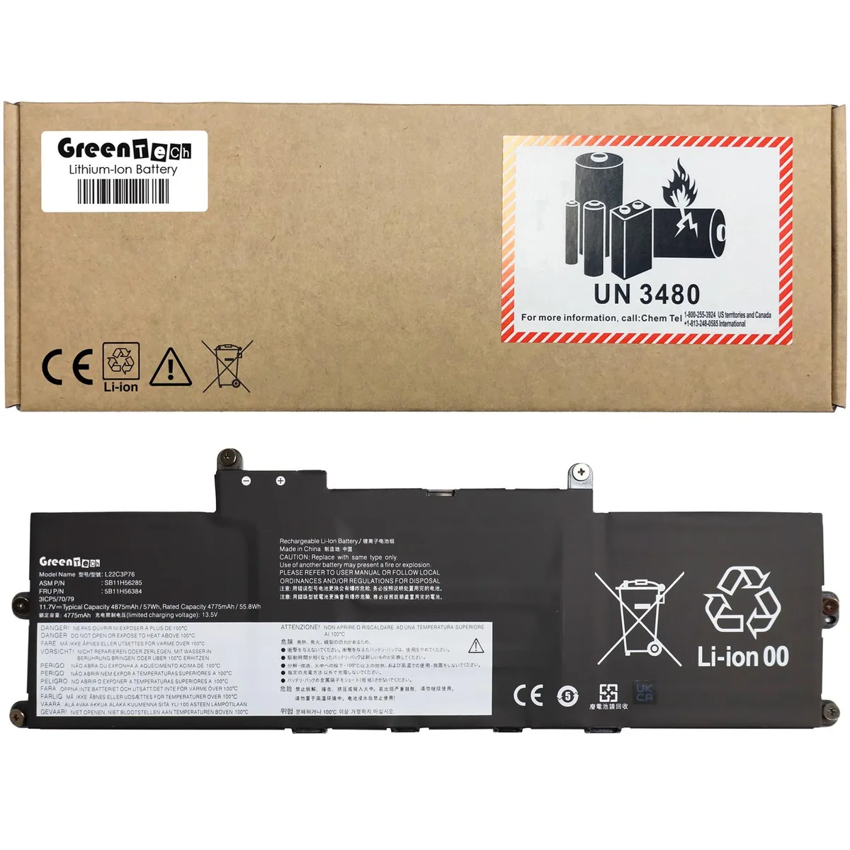 GreenTechLLC GreenTechLLC 5B11H56383 57Wh laptop battery — product photo
