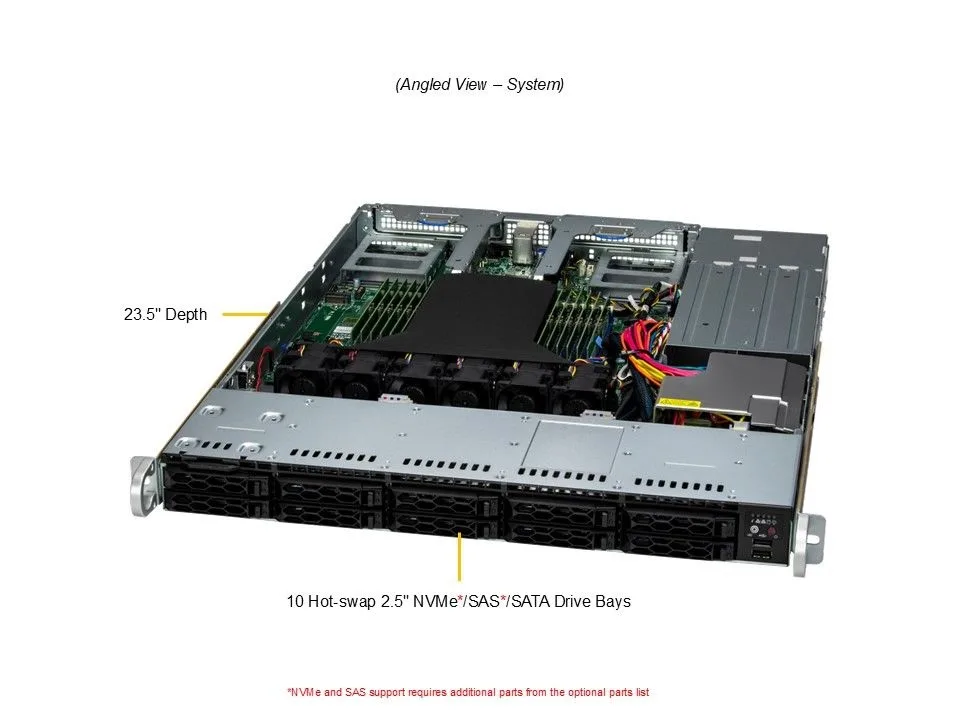 Supermicro Supermicro AS -1115CS-TNR-G1 1U rack server EPYC 9454P 48-core 384GB DDR5 2x 960GB NVMe — product photo