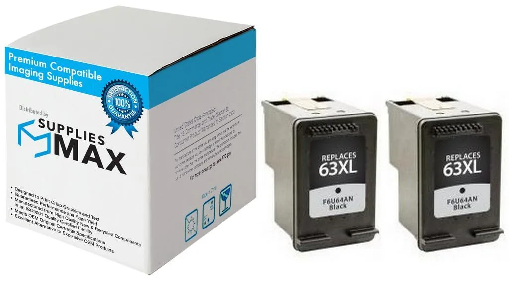 SuppliesMax SuppliesMax HP 63XL Black Ink Cartridge 2-Pack 480 Pages — product photo