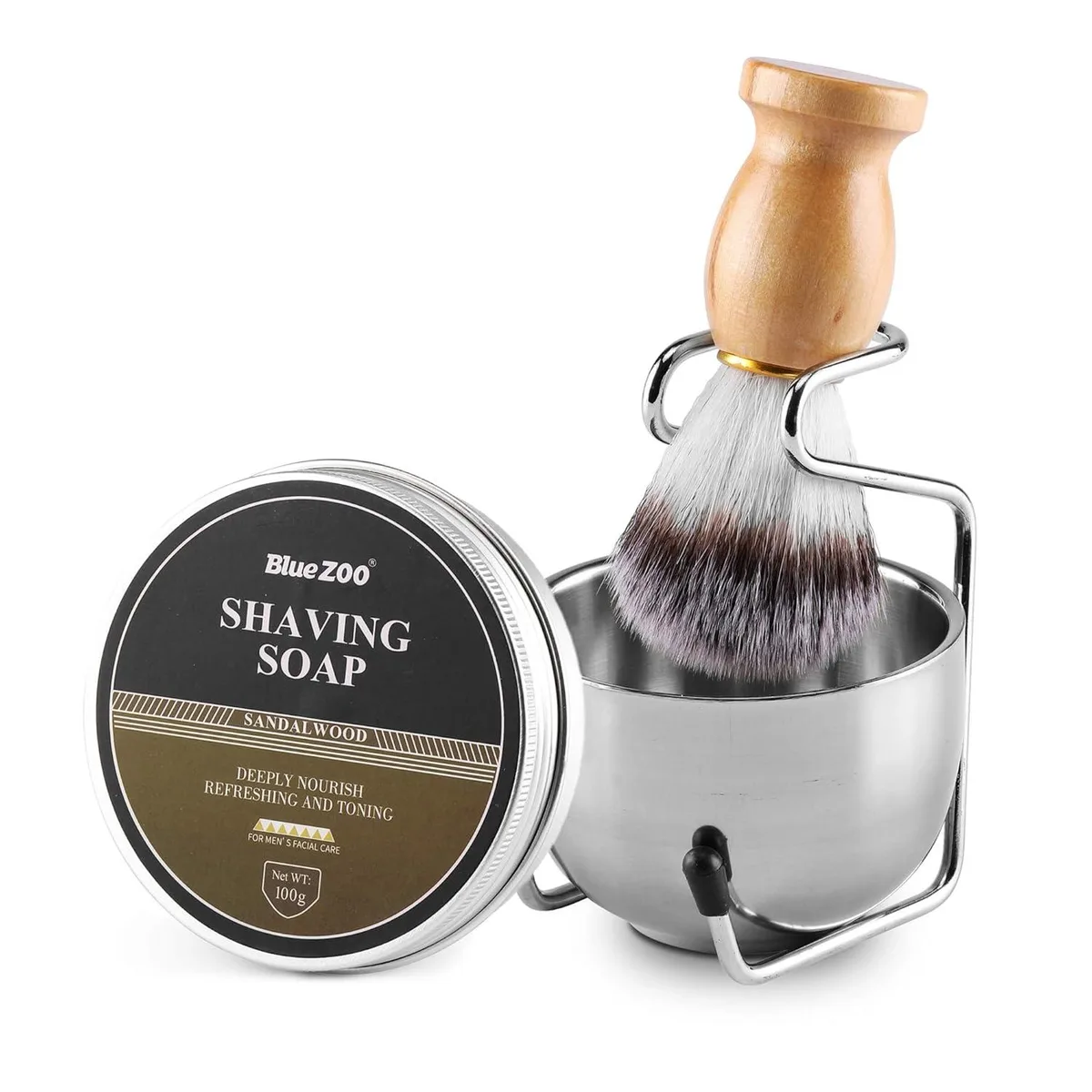 TAURKENAM TAURKENAM Shaving Brush Set with 100g Soap, Stand &amp; Bowl — product photo
