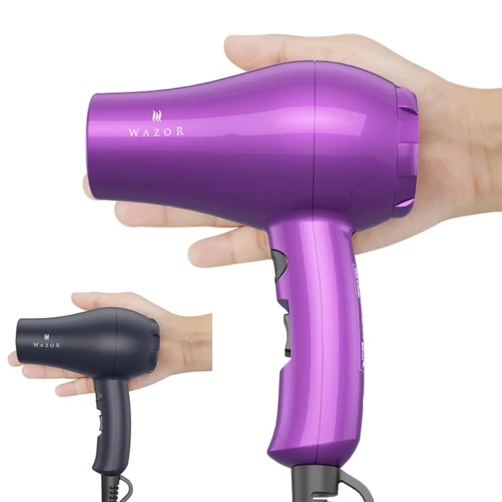 Compact red travel hair dryer with concentrator nozzle