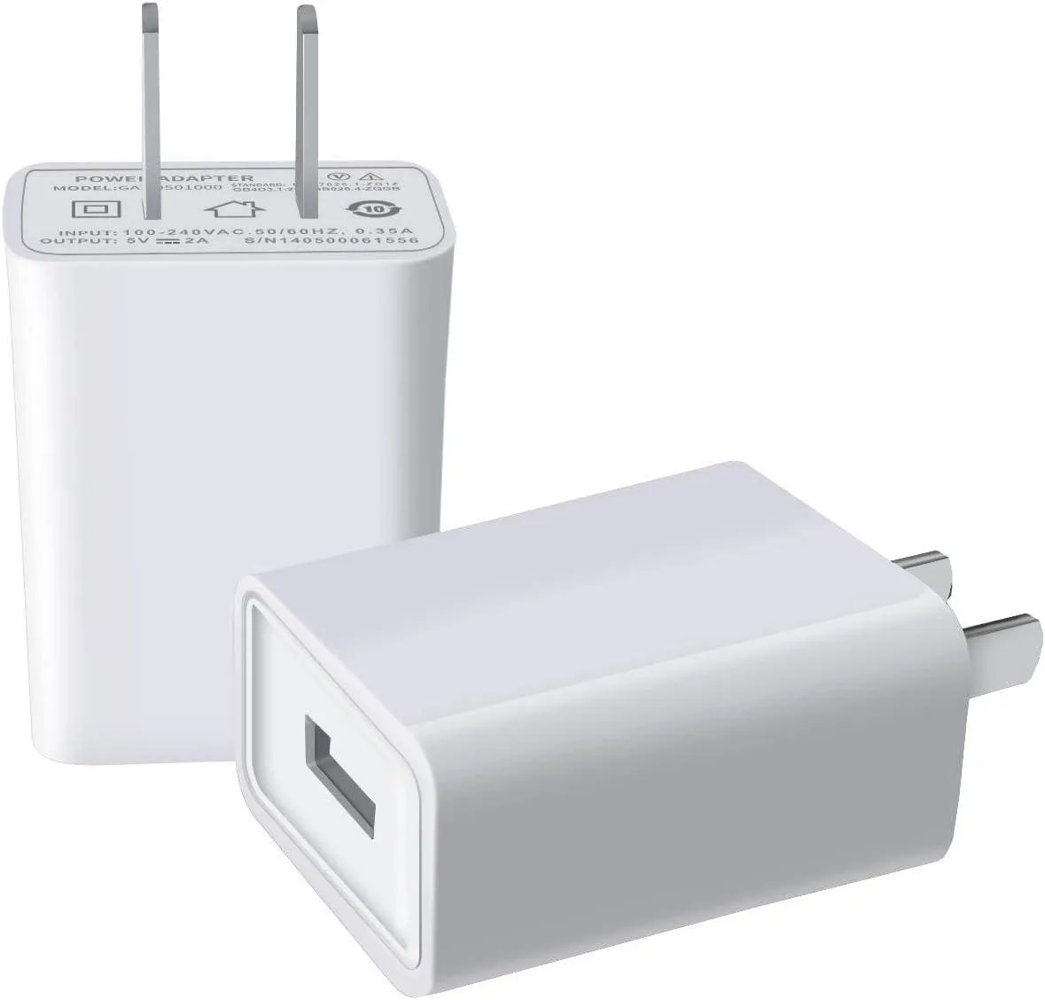 RUOCLRIS RUOCLRIS USB Wall Charger 5V 2A White 2pack — product photo