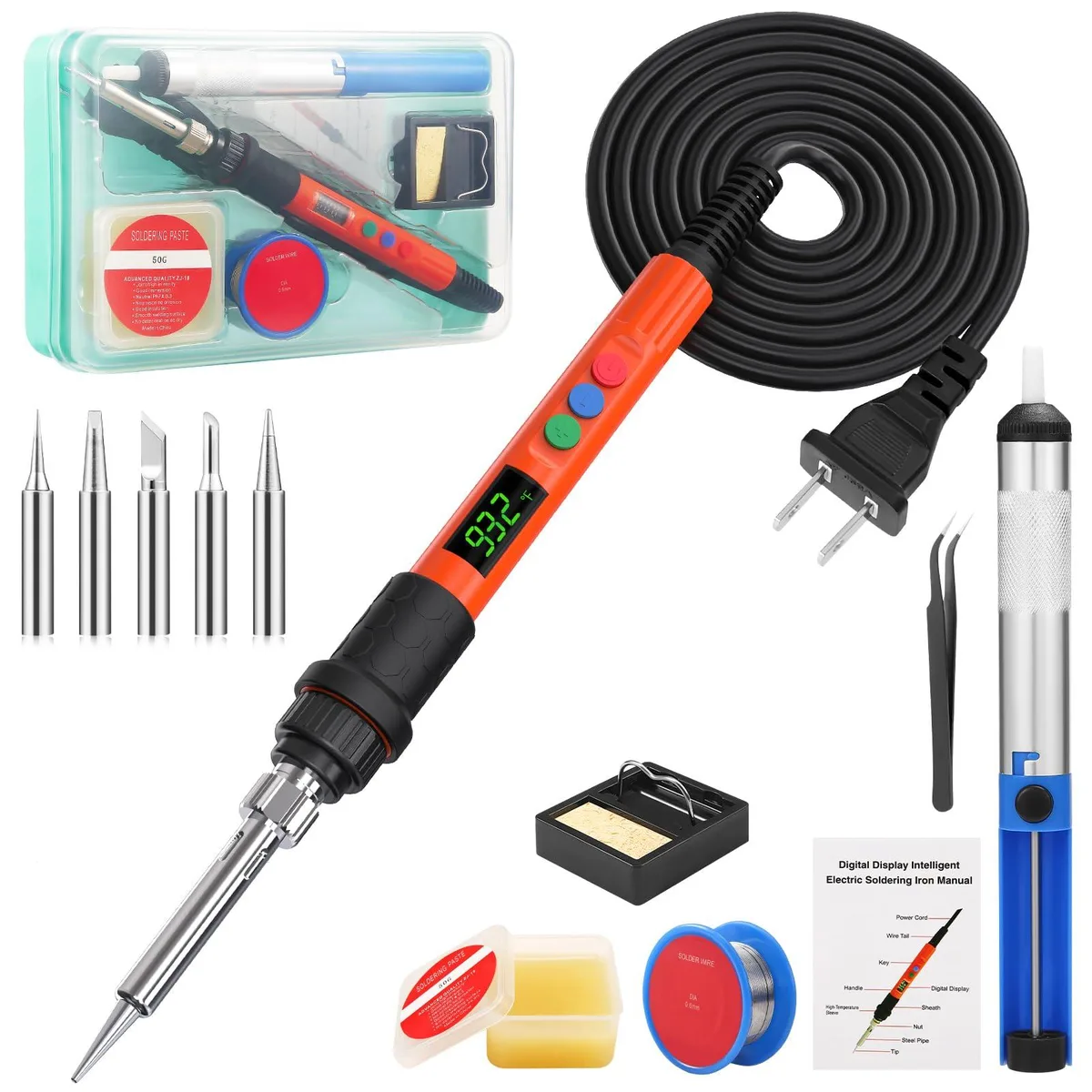 KEHIPI KEHIPI 120W LED Digital Soldering Iron Kit 13-in-1 Orange — product photo