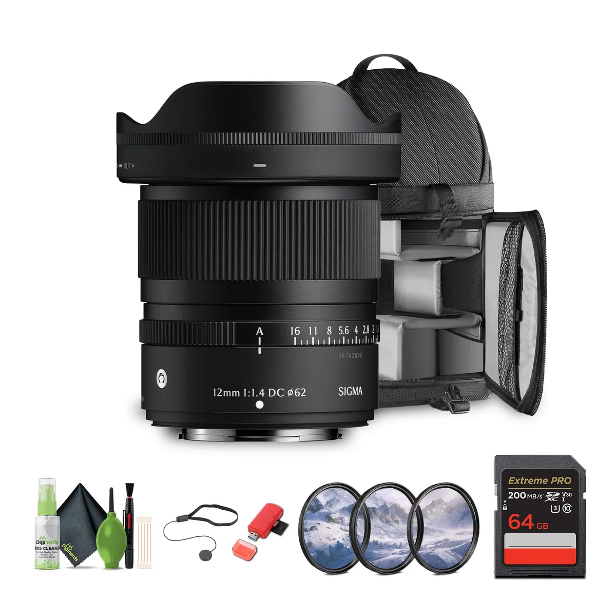 SIGMA Sigma 12mm f/1.4 DC Contemporary (FUJIFILM X) Bundle 1 camera lens — product photo