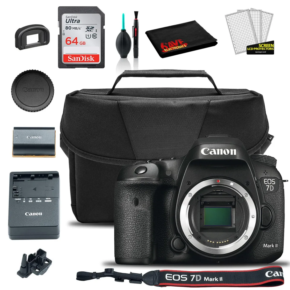 Canon Canon EOS 7D Mark II DSLR Camera Body 20.2MP 10fps 65pt AF 64GB Bundle — product photo