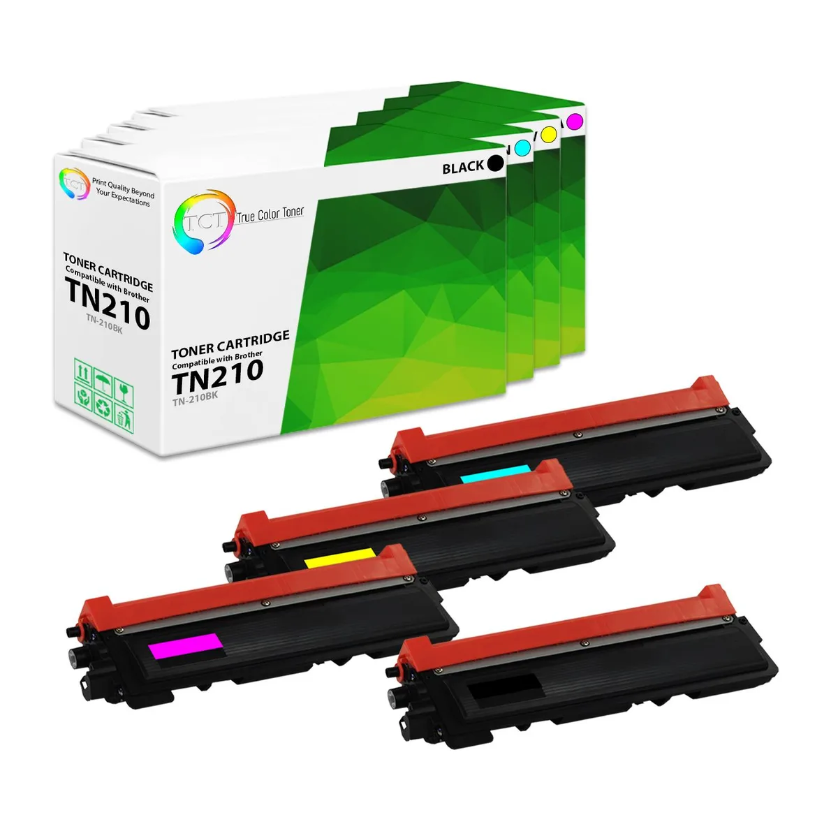 TCT TCT TN210 Toner Cartridge 4 Pack 2200 BK 1400 CMY — product photo