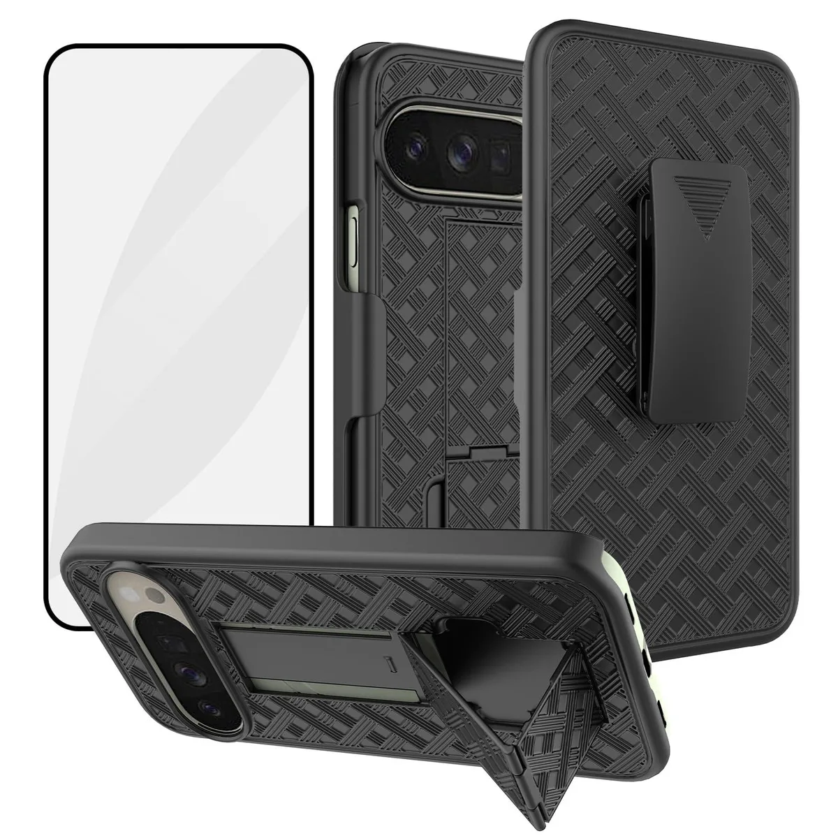 Black kickstand case with belt clip for Google Pixel 10/10 Pro