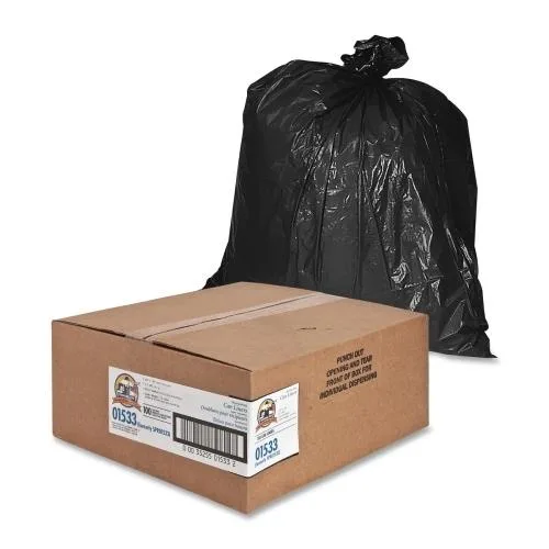 Genuine Joe Genuine Joe 1533 Heavy-Duty Trash Bags 1.5 Mil 31-39 Gallon 100/CT Black — product photo