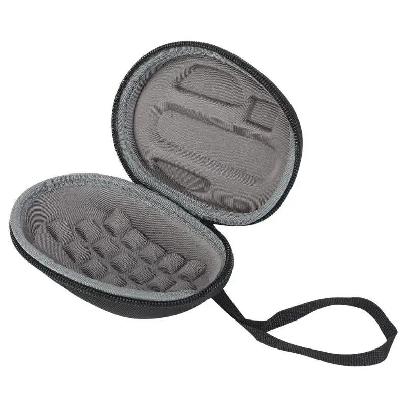 Black EVA hard case with gray lining and hand strap