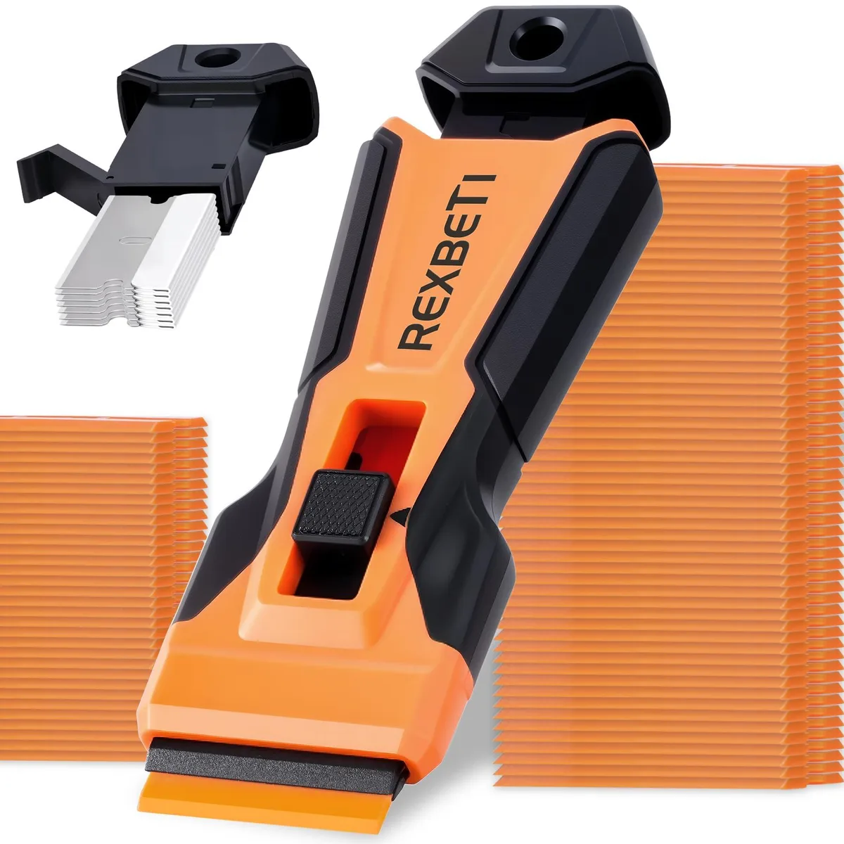 Razor scraper with 157 blades in plastic box