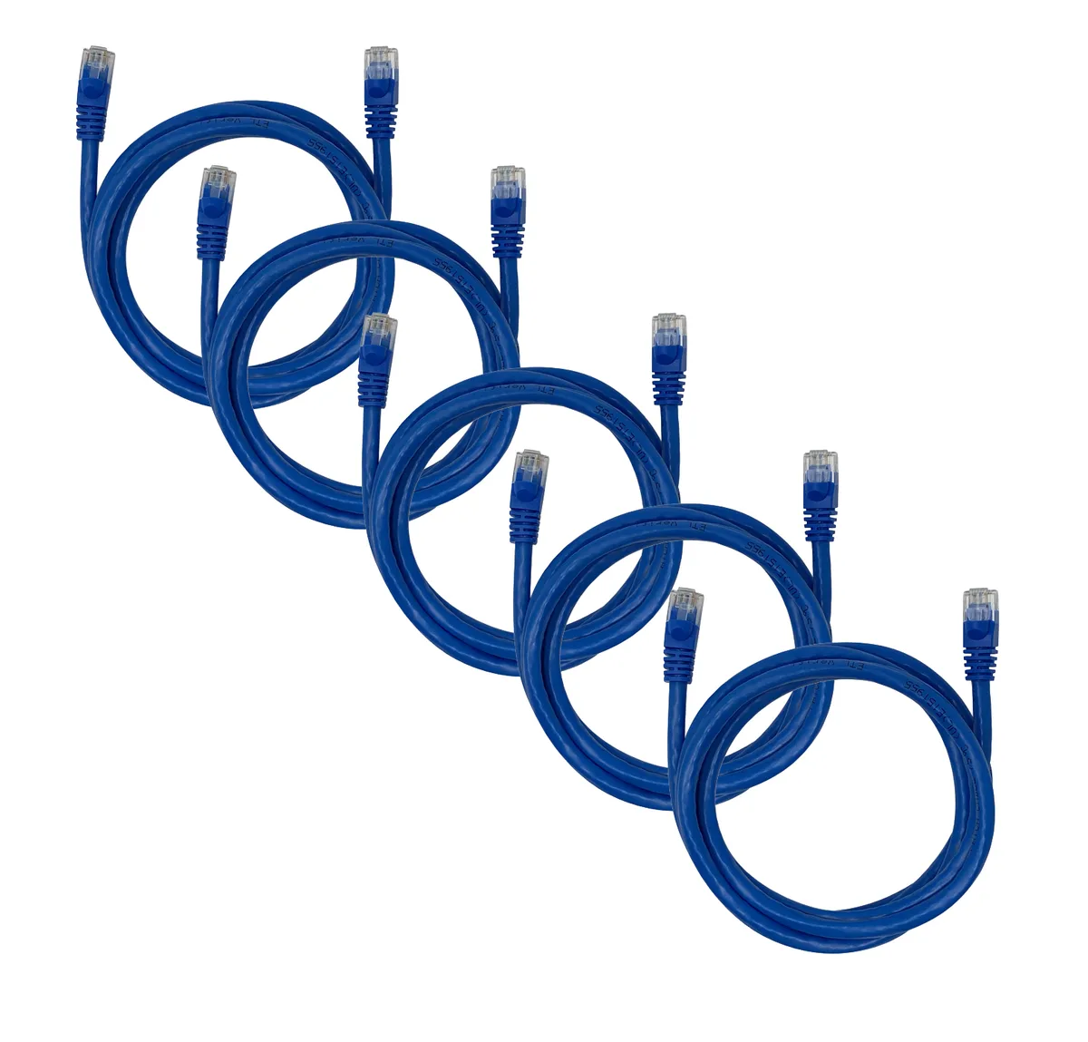 PPA International PPA International 5-Pack Cat6a Network Ethernet Cable Blue Snagless 5 ft — product photo