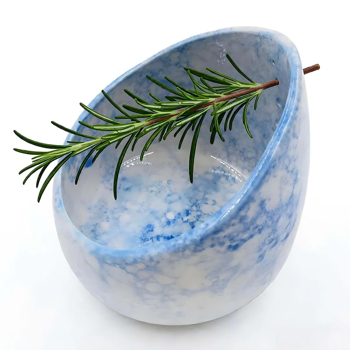 Mint ceramic herb stripper bowl with four holes, 1.5 L capacity