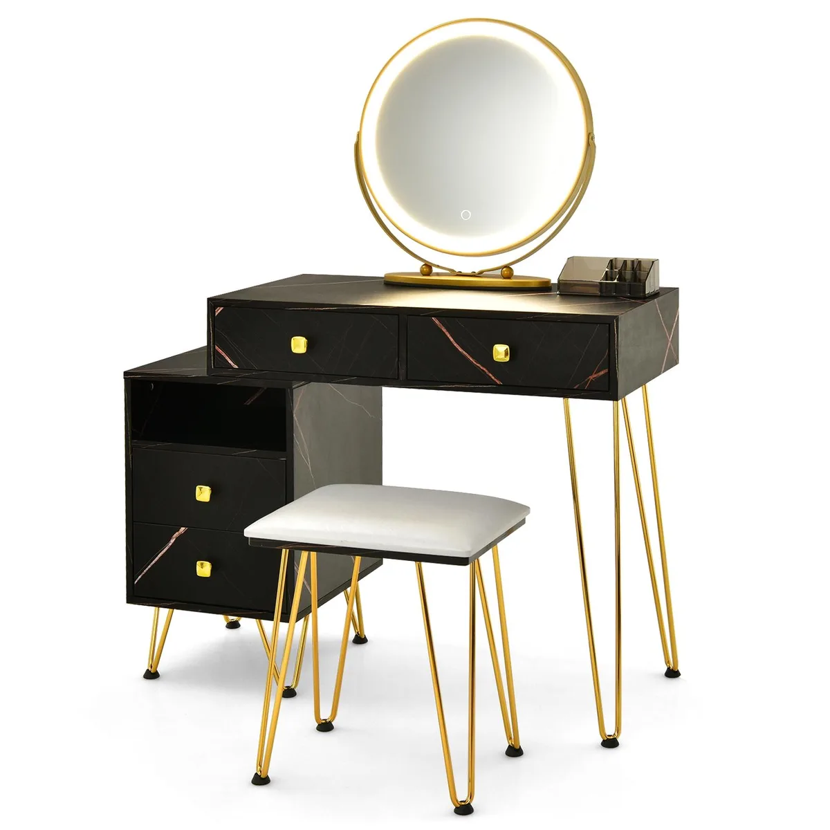 SlickBlue SlickBlue Modern Dressing Table with Storage Cabinet Black — product photo