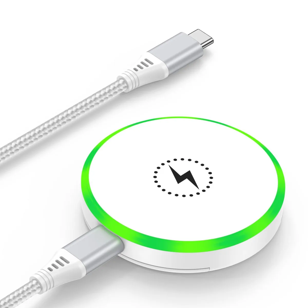 White magnetic wireless charging pad, thin and light
