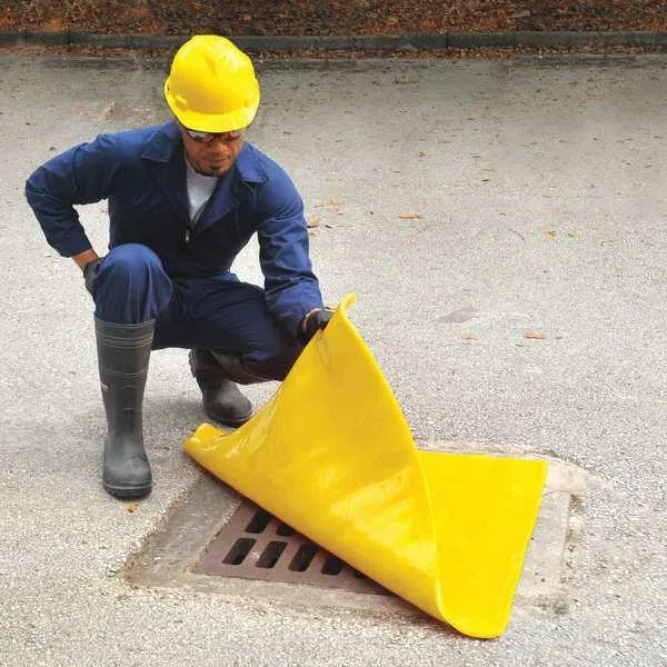 Yellow polyurethane drain seal square mat twenty-four by twenty-four inches three-eighths thick