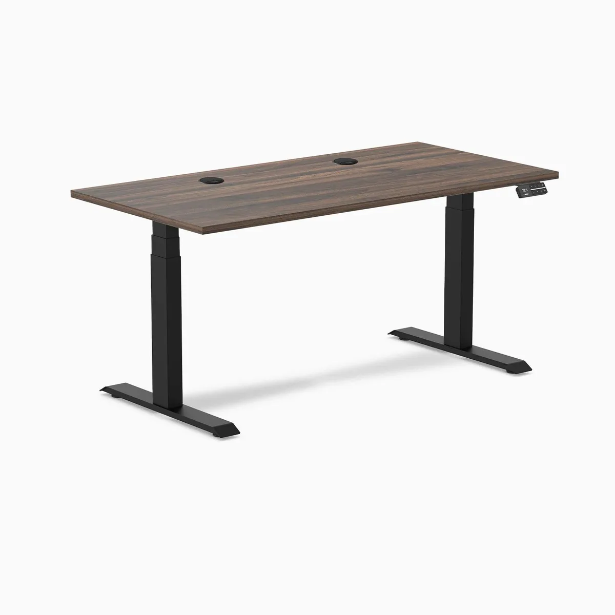 Desky Desky Dual Laminate Sit Stand Desk Jarrah Legno 59.1 x 29.5 in Matte Black — product photo