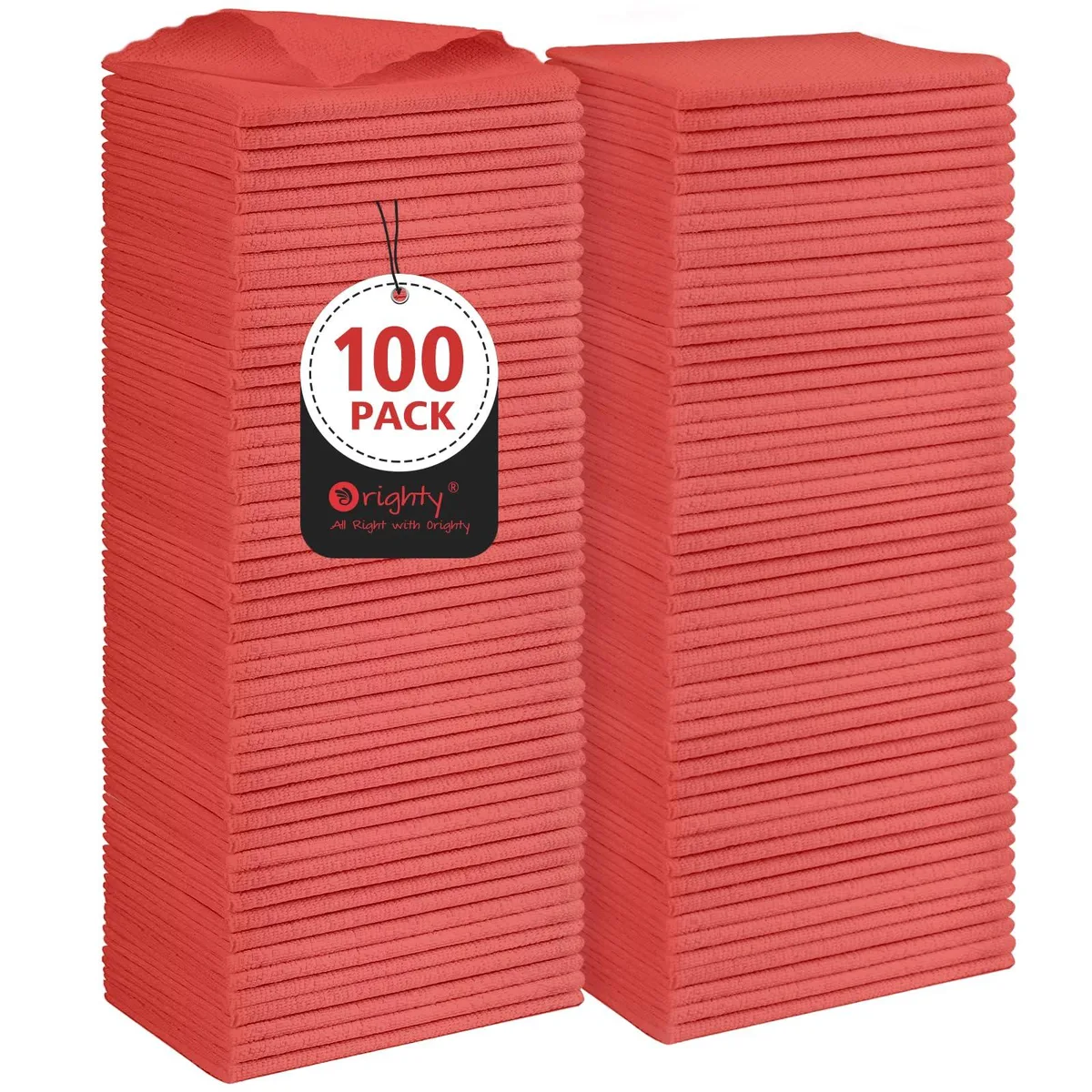 Orighty ORT-JY128 Microfiber Cleaning Cloths 100 Pack 11.5 x 11.5 Red — product photo