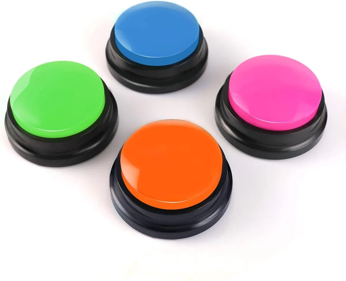 PISKEKAT PISKEKAT Voice Recording Buttons 4 Pack 30 Seconds (Rose Red, Dark Blue, Green, Orange) — product photo