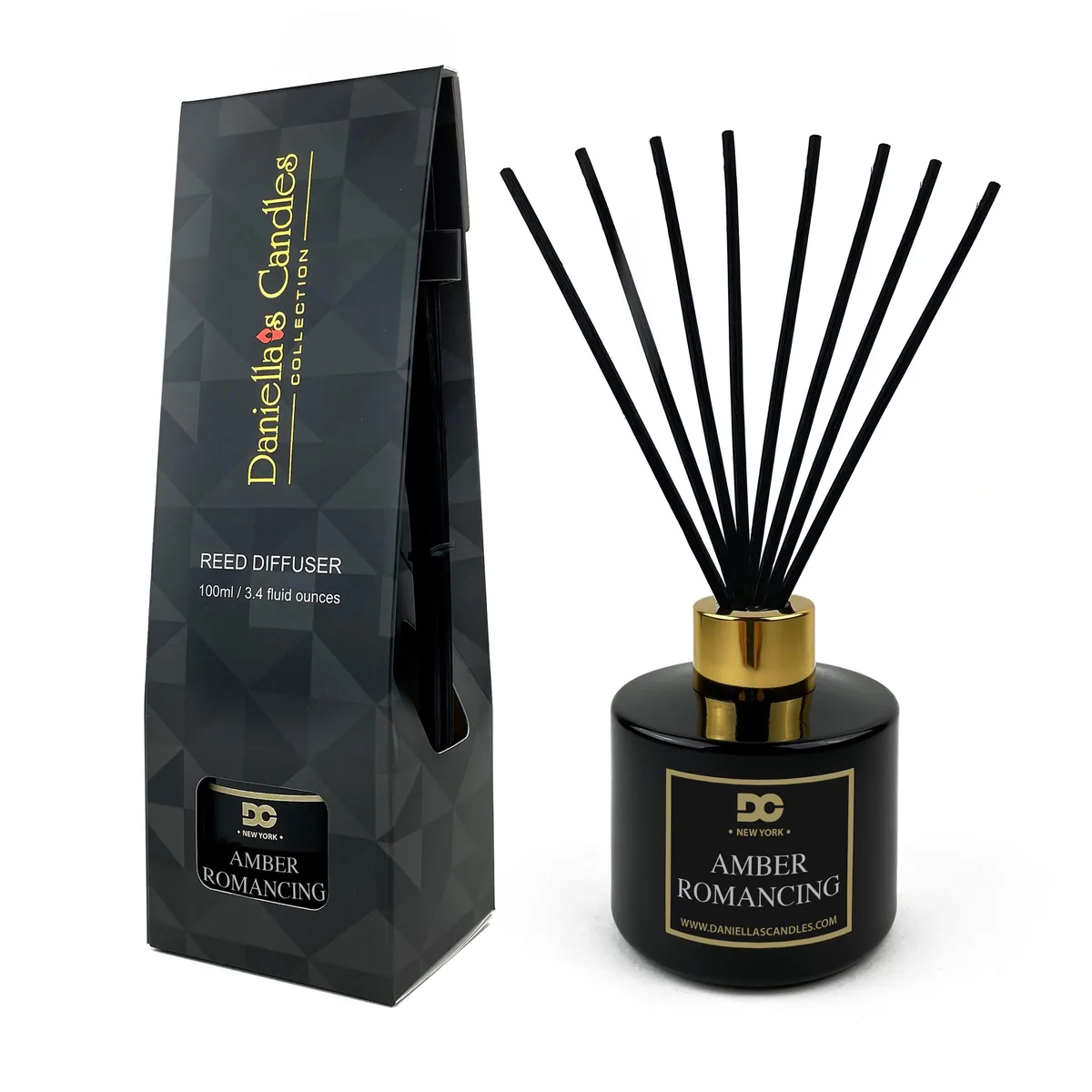 Daniella's Candles Collection Daniella's Candles Collection Amber Romancing Reed Diffuser Set Black home accent — product photo