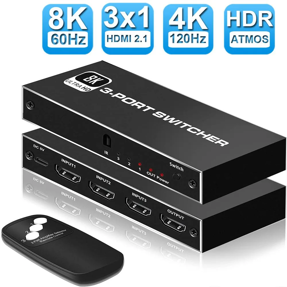 Jansicotek Jansicotek OZ8Q3-3 3-port HDMI 2.1 video switch 8K 60Hz 4K 120Hz — product photo