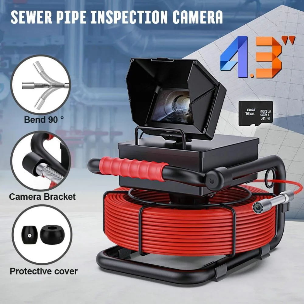 visiPower visiPower Sewer Drain Pipe Inspection Camera 4.3" Monitor 16GB TF Card 17mm Camera IP68 20m Cable — product photo