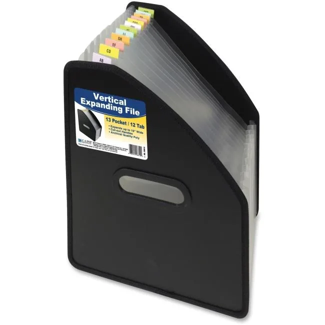 C-Line C-Line CLI58810 13-Pocket Expanding File Folder 10" Expansion Letter Size Black — product photo
