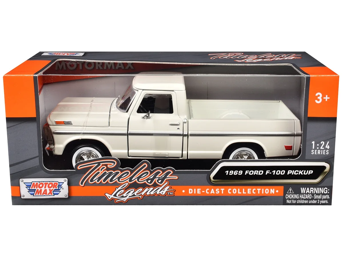 MOTORMAX MOTORMAX 1969 Ford F-100 Pickup Truck Cream Timeless Legends 1/24 Diecast Hobby Collectible — product photo