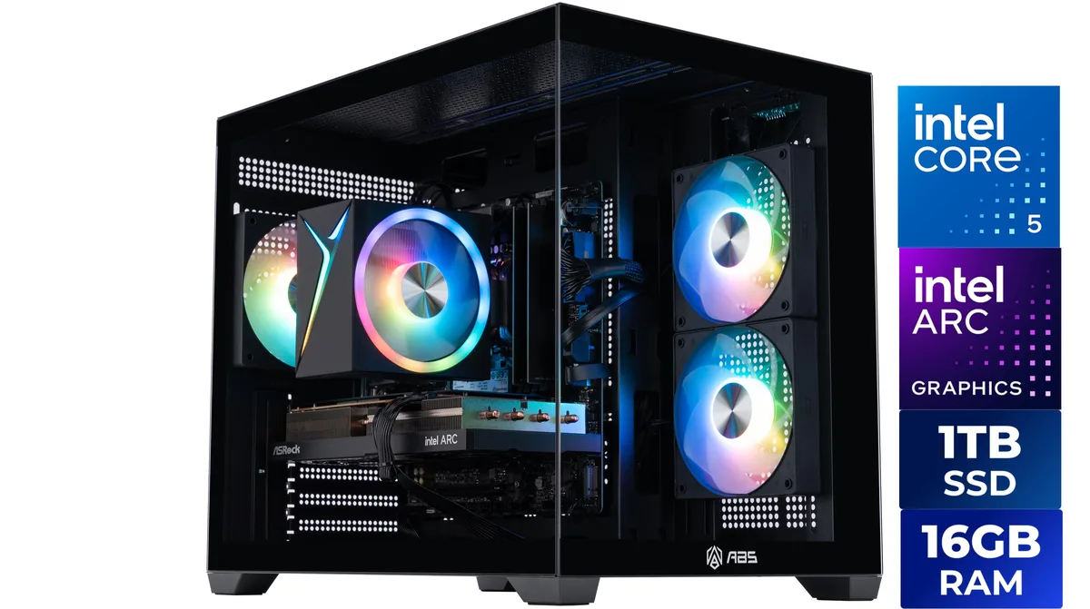 ABS ABS F2A55IA5R1 gaming PC Intel Core 5 120 Arc A580 8GB 16GB DDR4 1TB NVMe — product photo