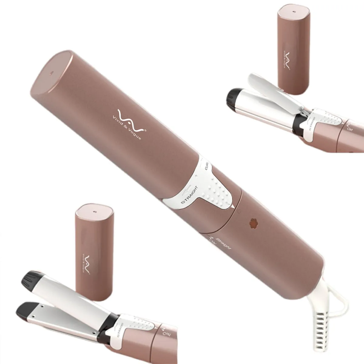  Mini 2-in-1 Curling Iron &amp; Straightener Pink 1 in Barrel 400°F 100-240V .53 lb — product photo