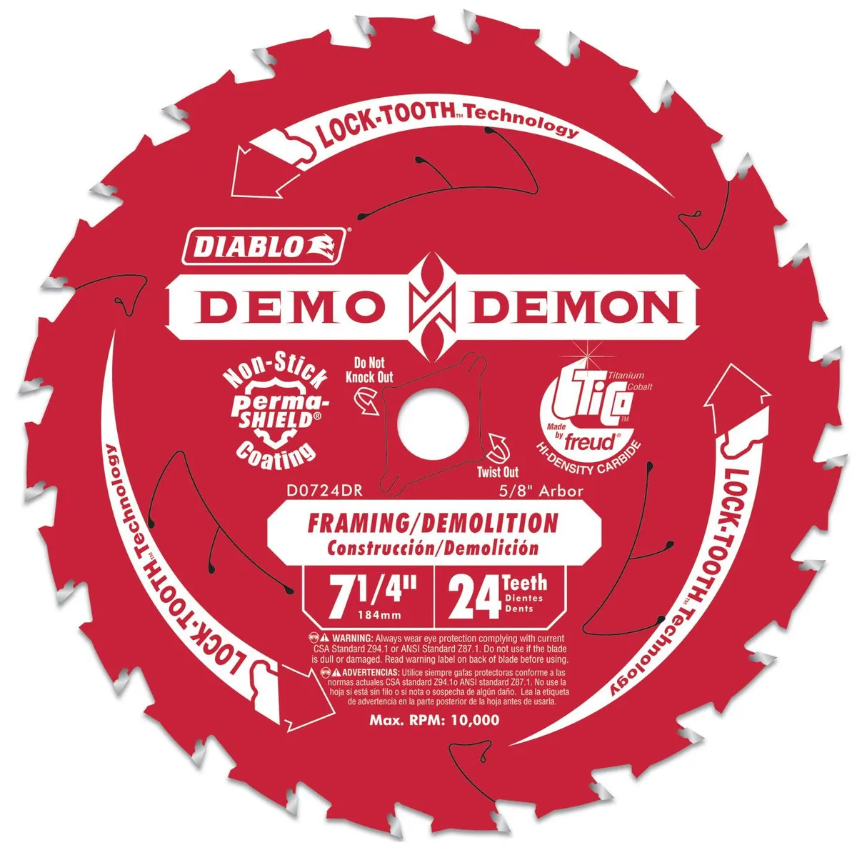 Beige 7-1/4in 24-tooth circular saw blade with 5/8in arbor