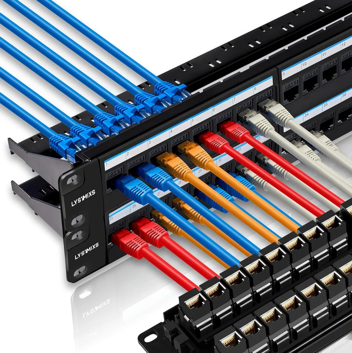 WUQ WUQ 48 Port Cat6 Feed Through Patch Panel 19 Inch 2U — product photo