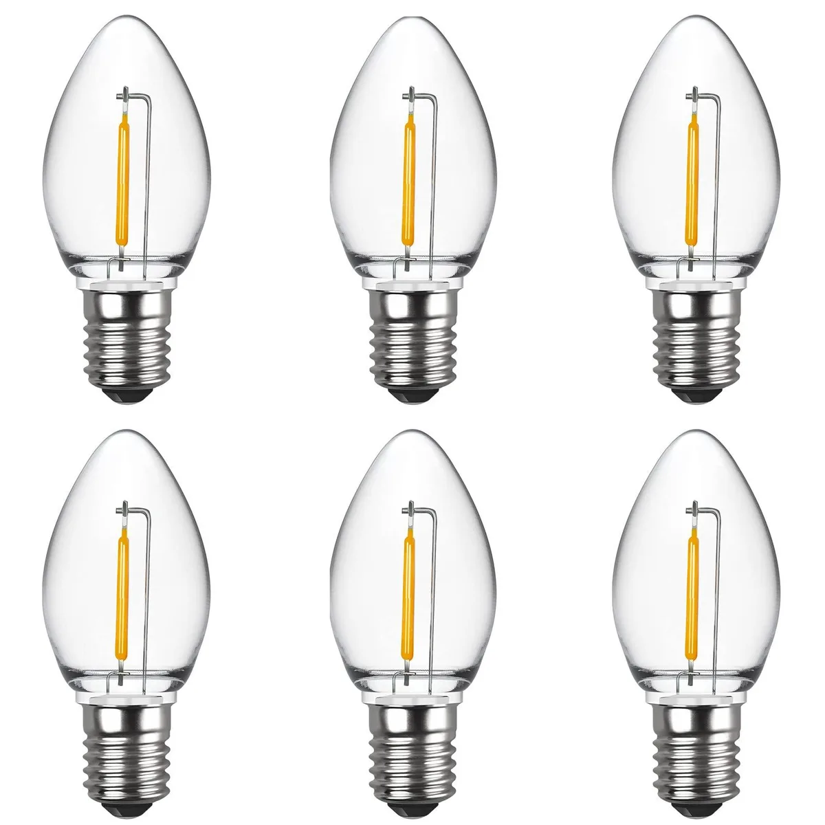  LED Light Bulbs 0.6W 120V 360° 2200K 6 Pack — product photo