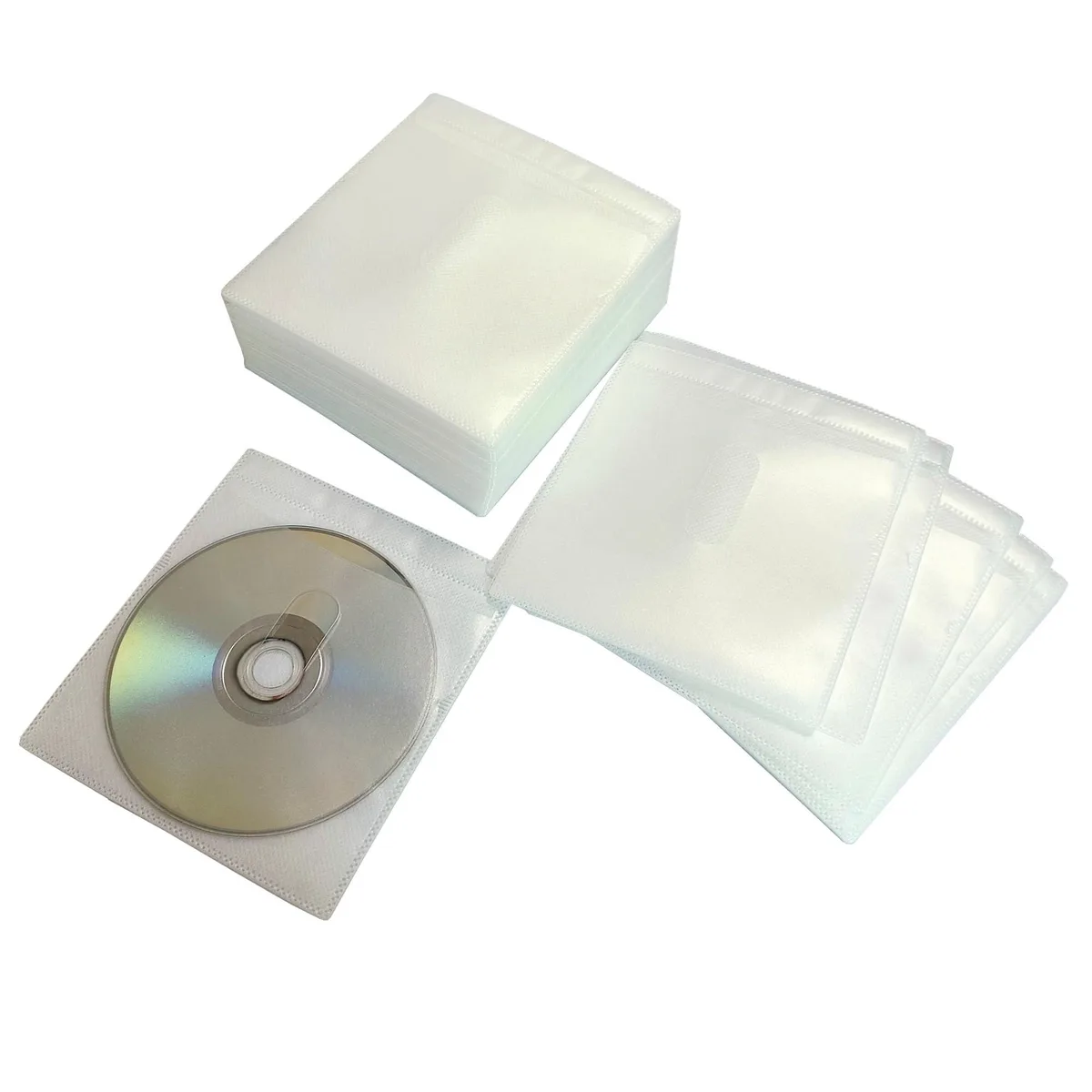  HAPLIVES CD/DVD Sleeves Double-Sided 100 Pack White — product photo